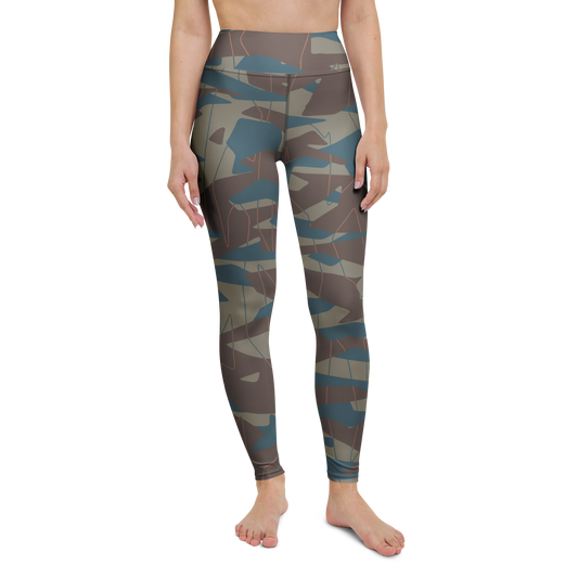 Timbre · Subtle Contrasts high-waisted yoga leggings, straight front view, barefoot.