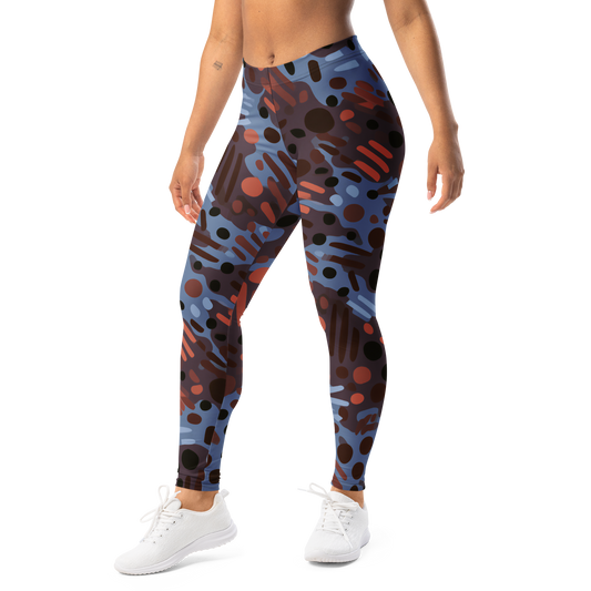 Toadskin · Blue Rust mid-rise everyday leggings, left-front view.