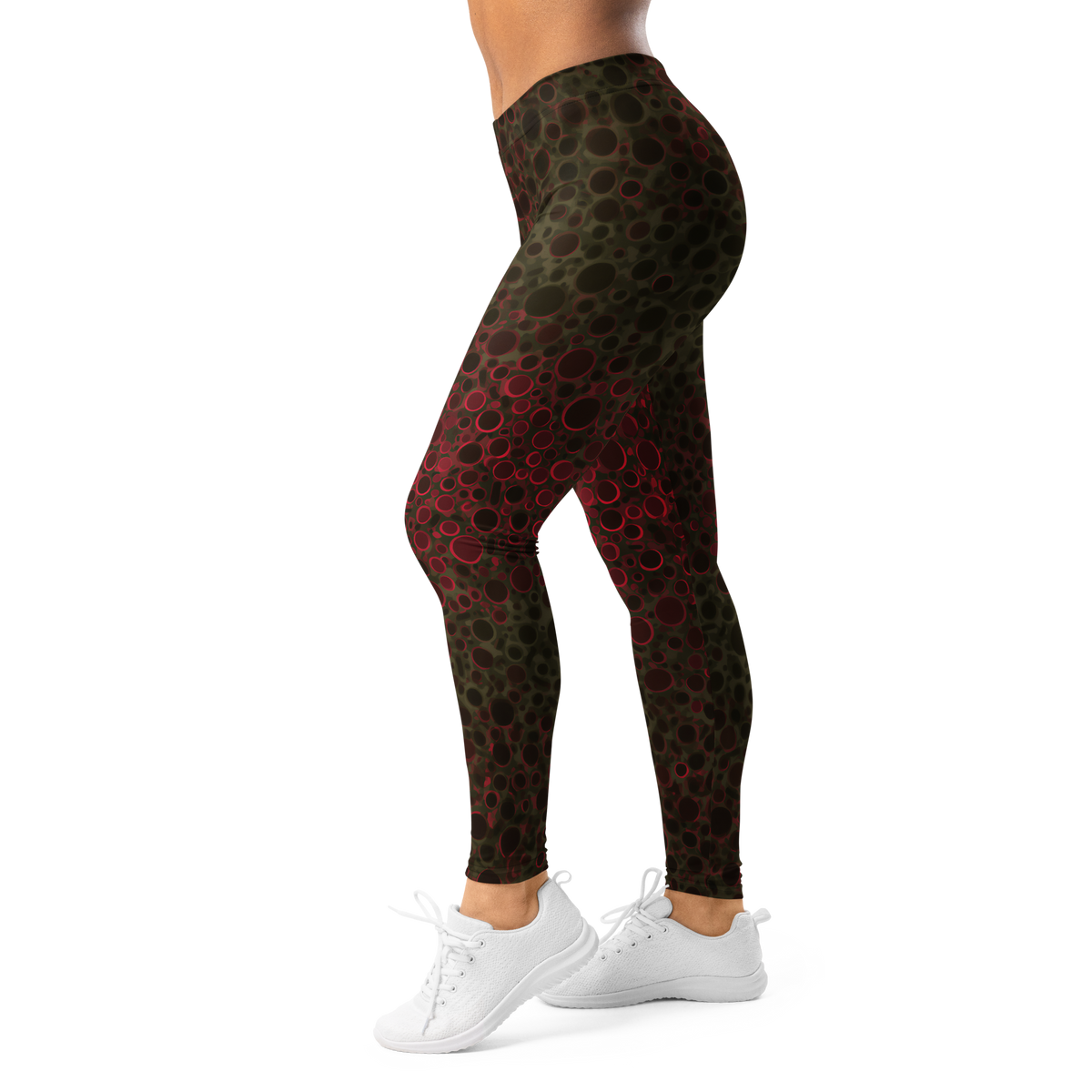 Toadskin Dapple Emberwood mid-rise comfort leggings, left-side view.