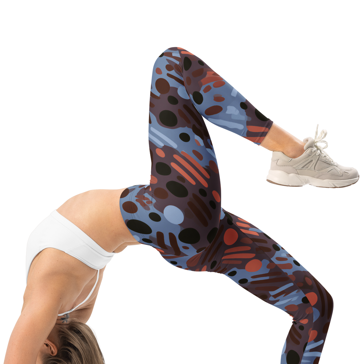 Toadskin Shear Blue Rust mid-rise comfort leggings, right-side view.