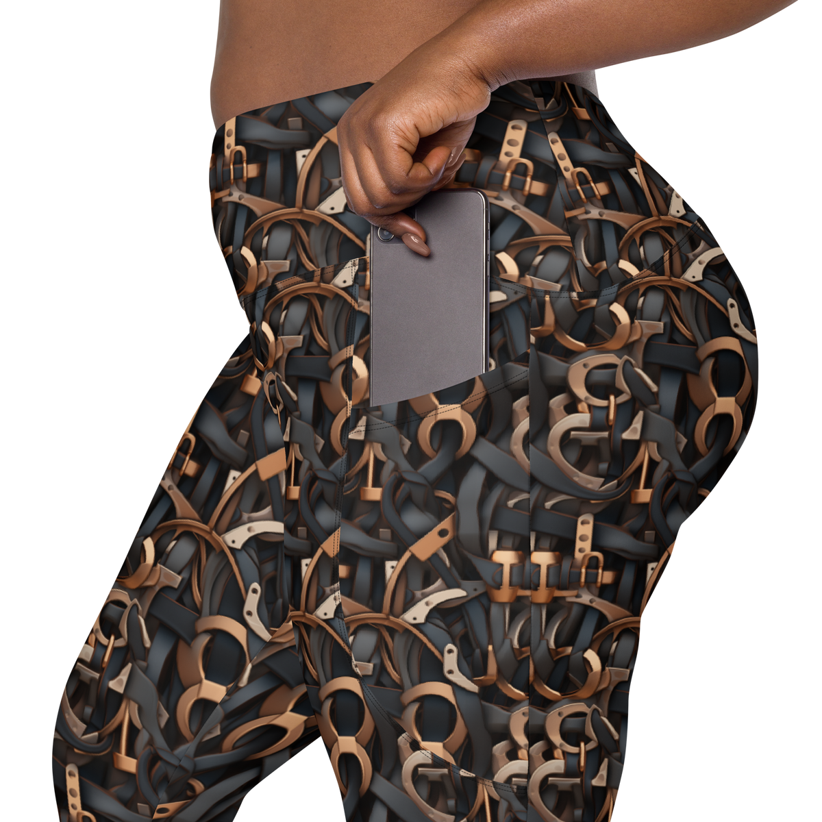 Tressel Greyscale high-waisted pocket leggings, rear pocket detail.