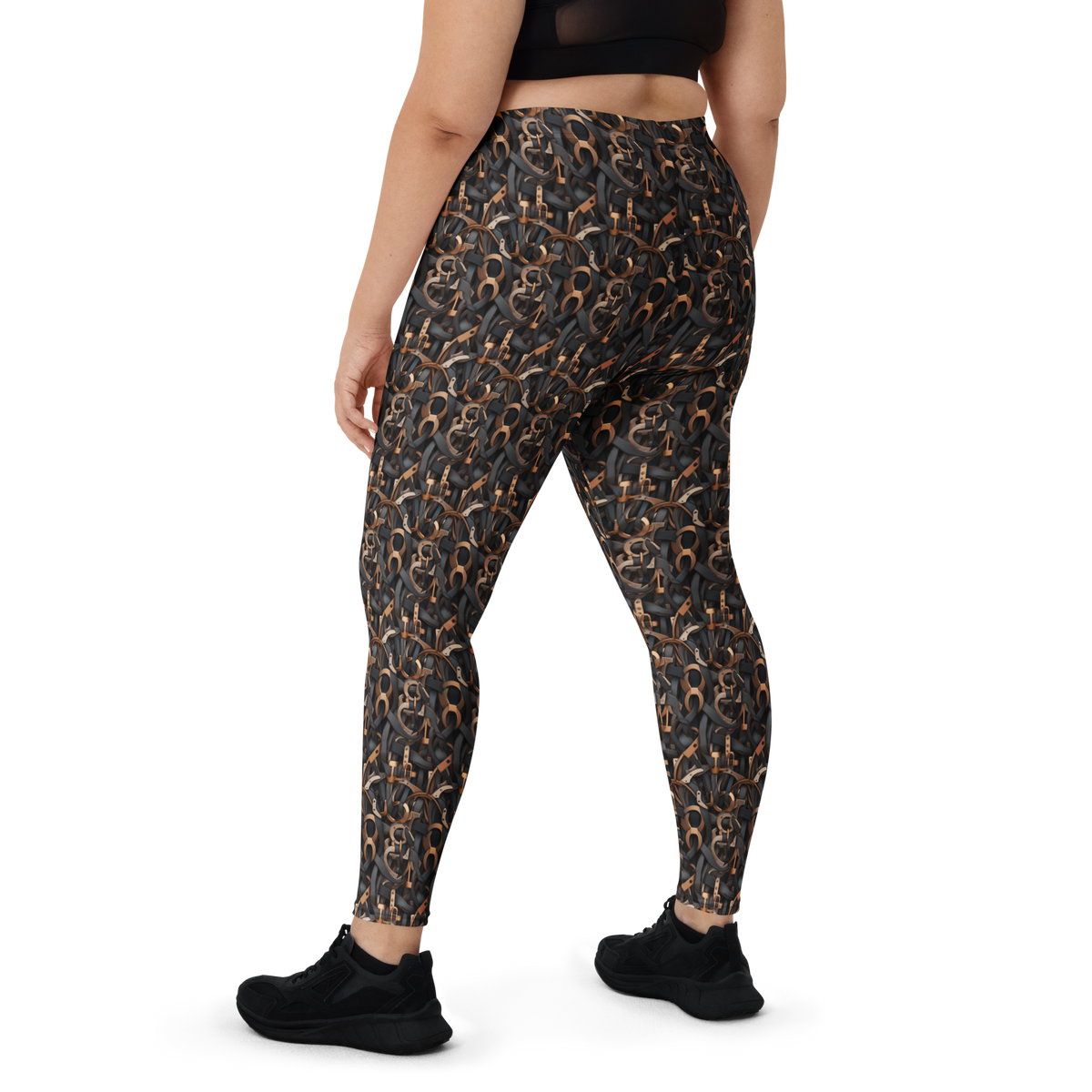 Tressel Greyscale mid-rise comfort leggings, oversize-fit back view.