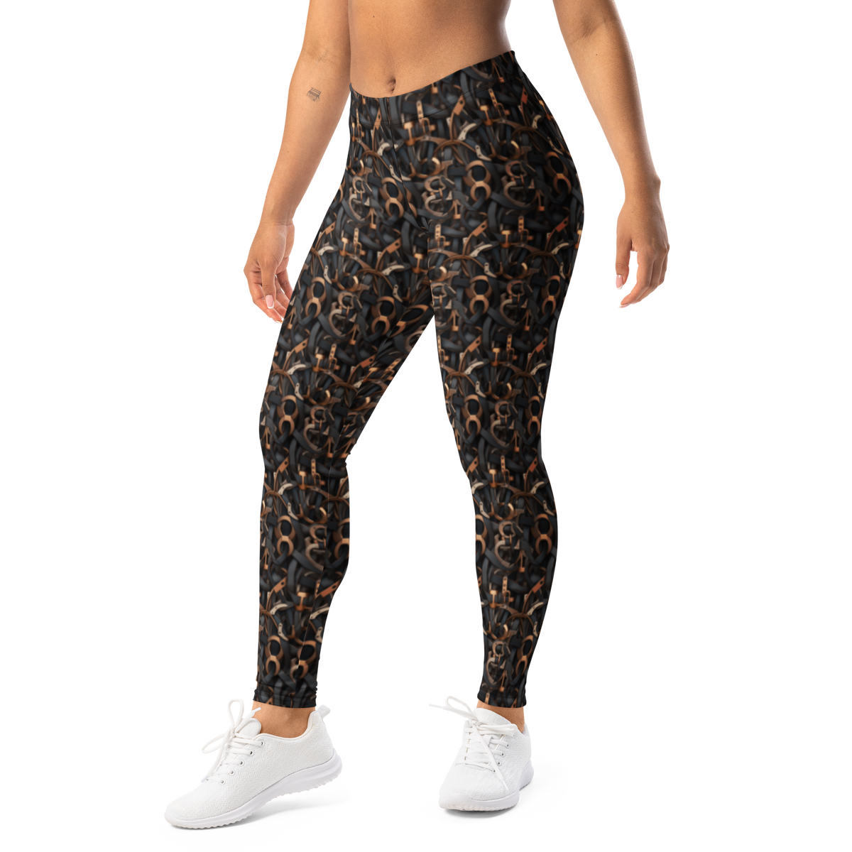 Tressel · Greyscale mid-rise everyday leggings, left-front view.