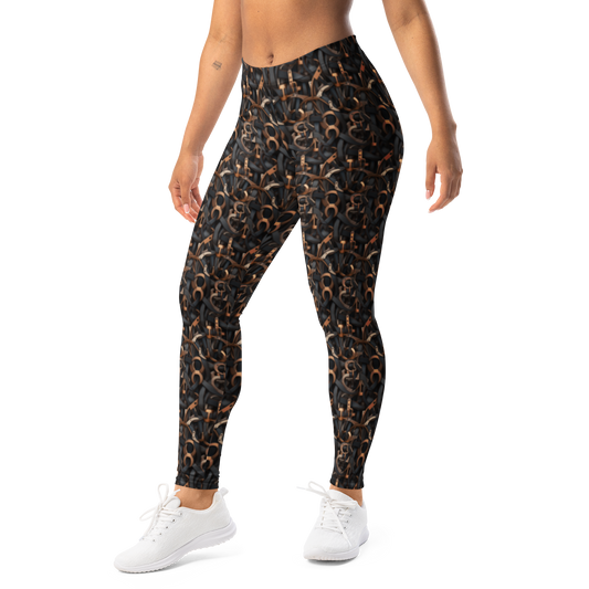 Tressel · Greyscale mid-rise everyday leggings, left-front view.