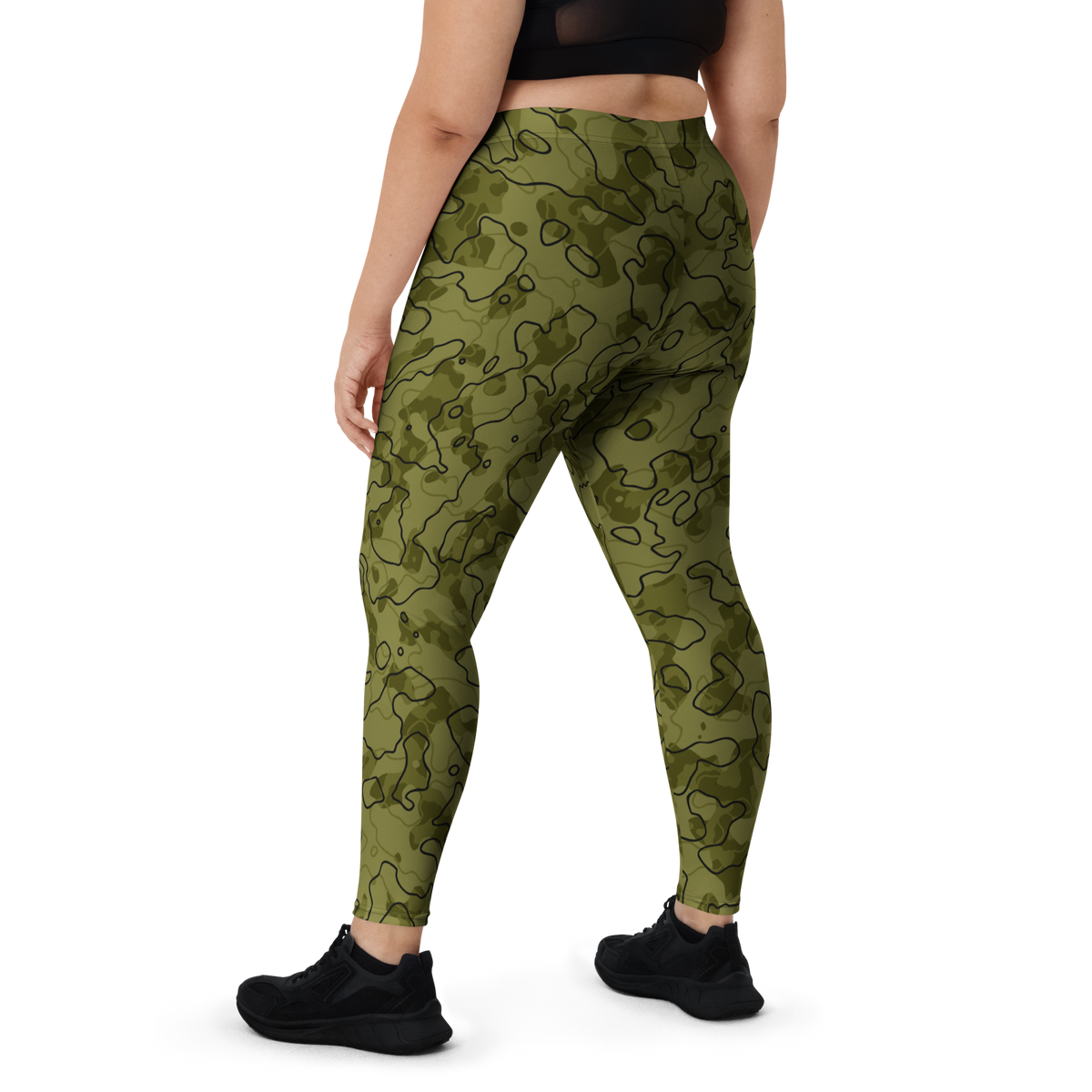 Tundra Cardamom Seed camouflage mid-rise comfort leggings, oversize-fit back view.