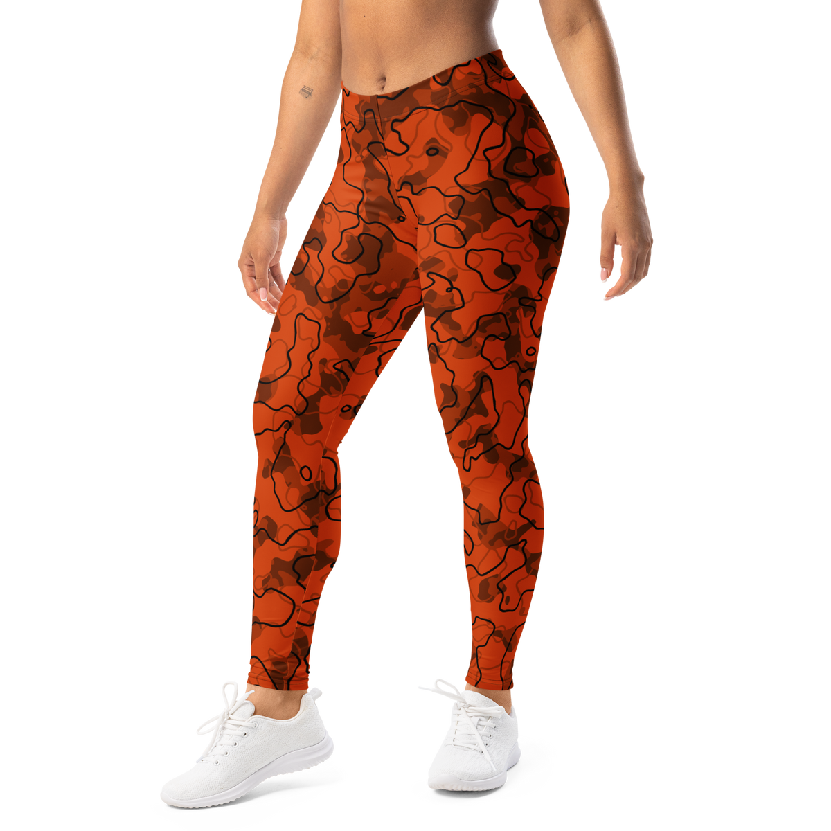 Tundra Dragonfire camouflage mid-rise comfort leggings, left-front view.