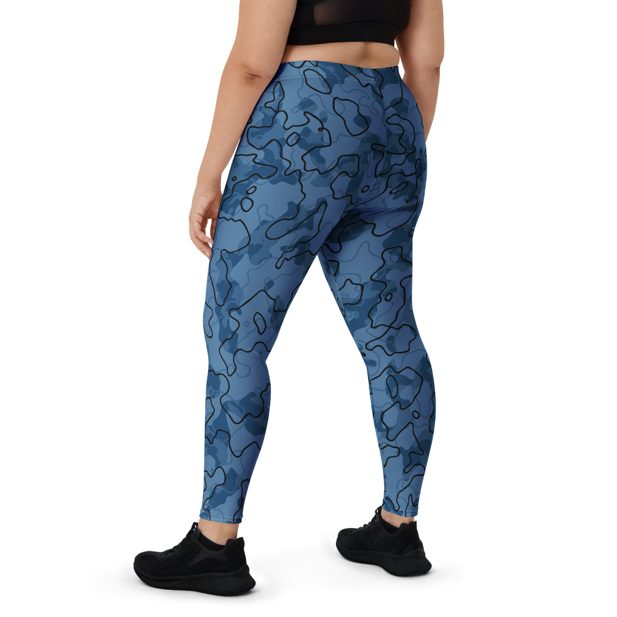 Tundra Lichen Blue camouflage mid-rise comfort leggings, oversize-fit back view.