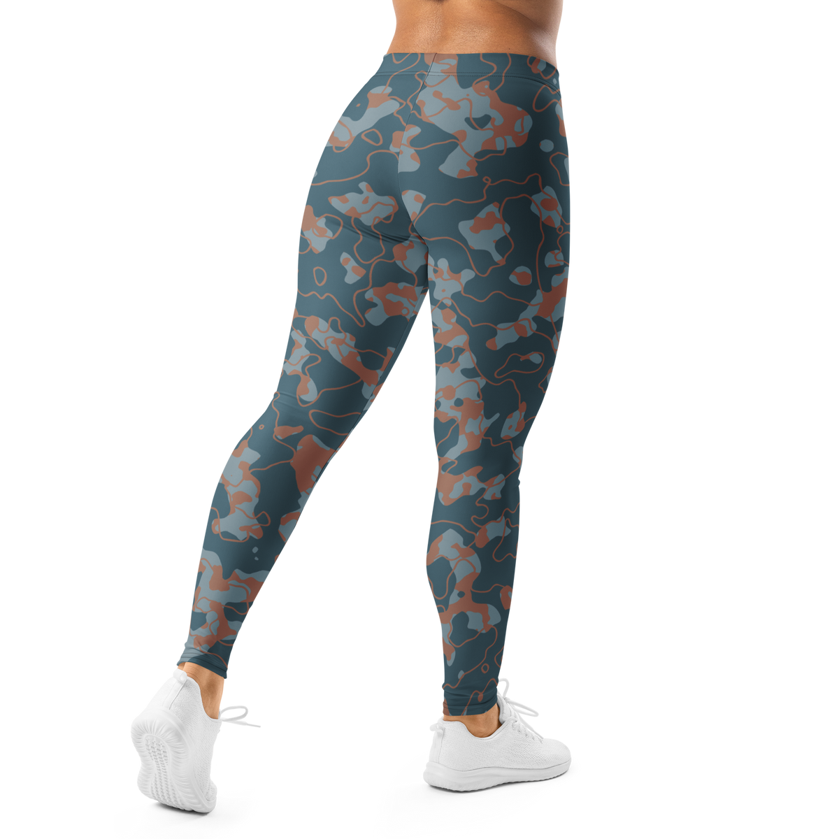 Tundra Subtle Contrasts camouflage mid-rise comfort leggings, back view.