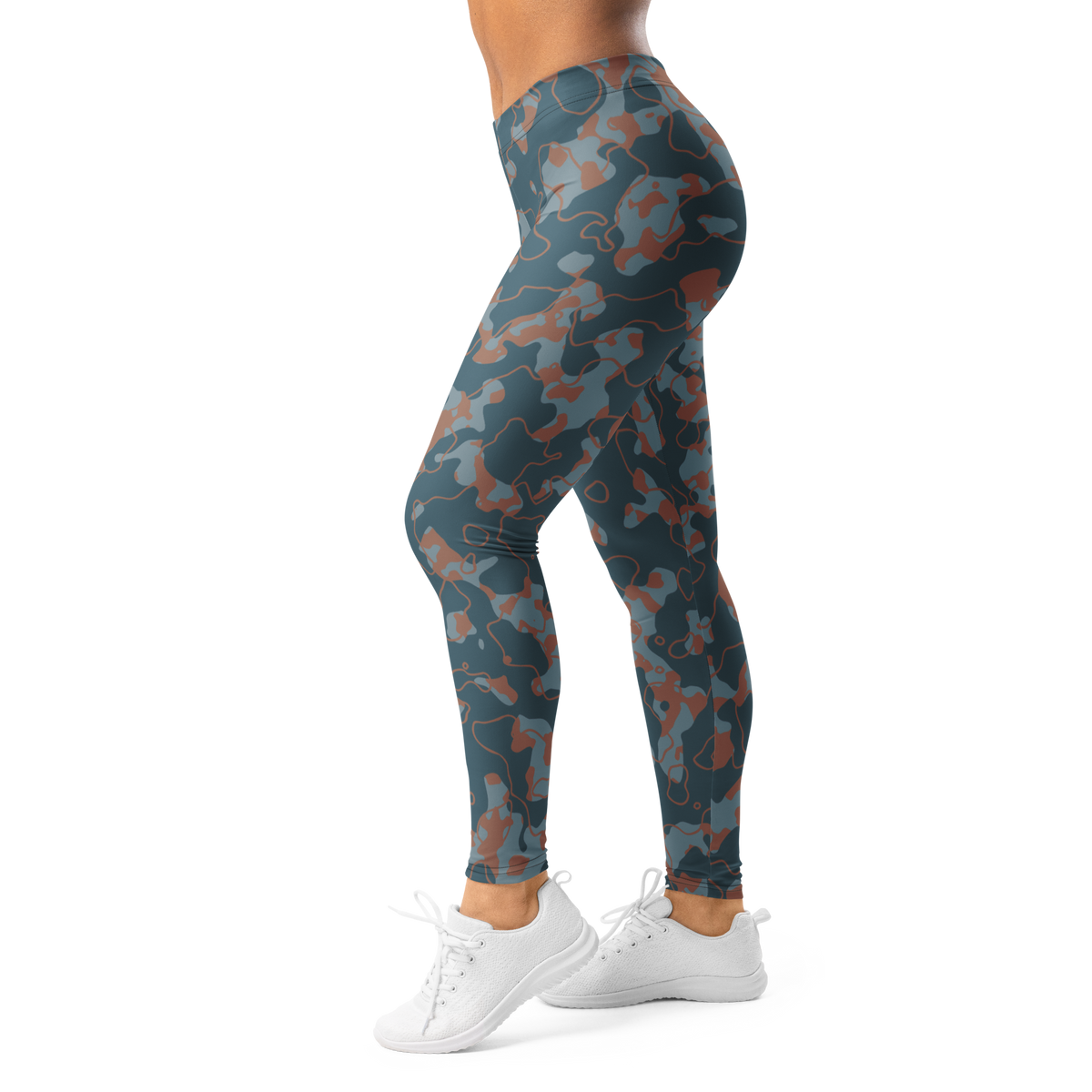 Tundra Subtle Contrasts camouflage mid-rise comfort leggings, left-side view.