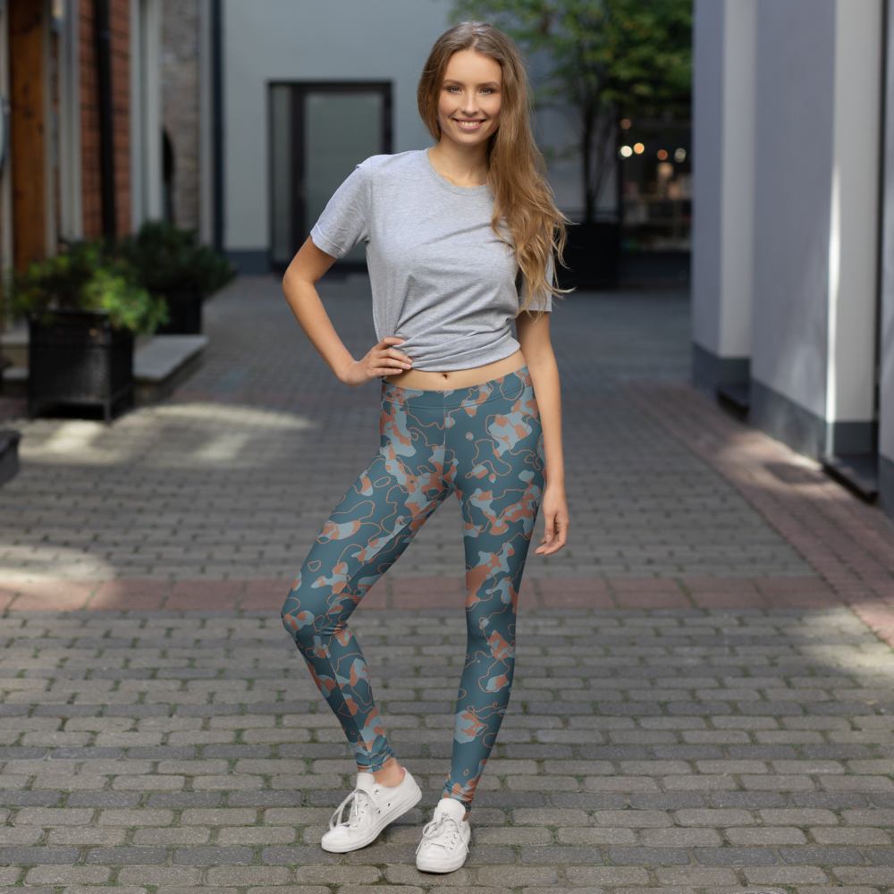 Tundra Subtle Contrasts camouflage mid-rise comfort leggings, lifestyle front view.