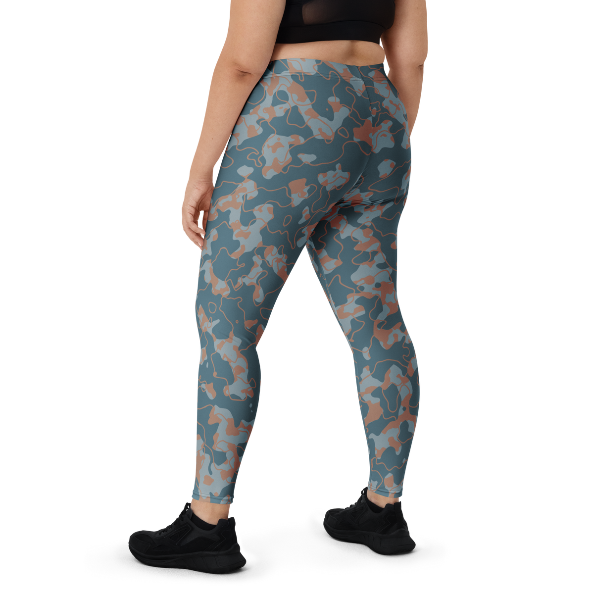 Tundra Subtle Contrasts camouflage mid-rise comfort leggings, oversize-fit back view.