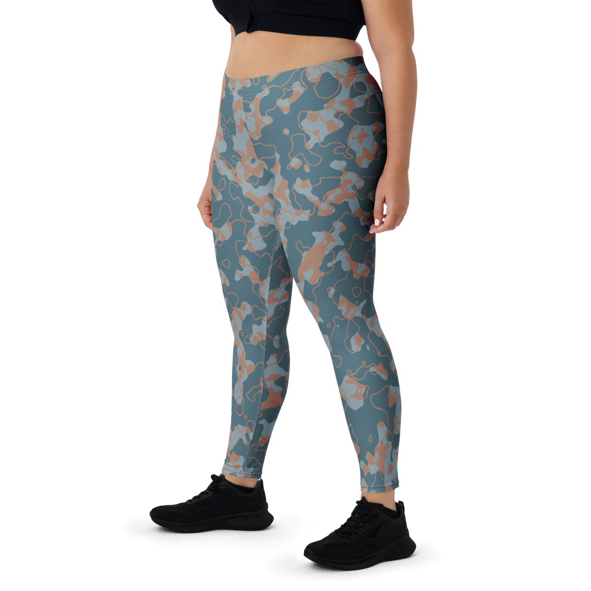 Tundra Subtle Contrasts camouflage mid-rise comfort leggings, oversize-fit front view.