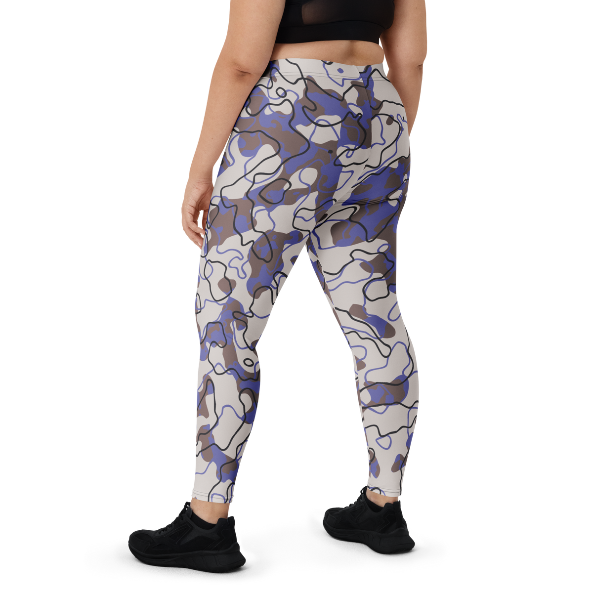 Tundra Very Peri camouflage mid-rise comfort leggings, oversize-fit back view.