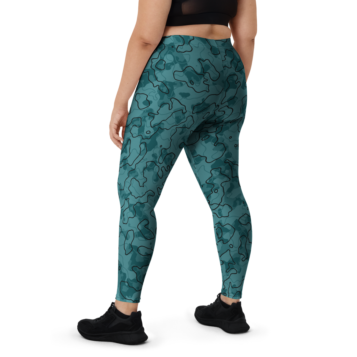 Tundra Waterspout camouflage mid-rise comfort leggings, oversize-fit back view.