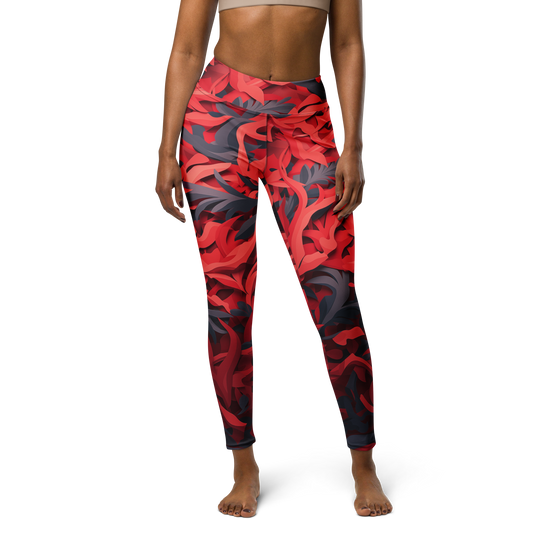 Umbra Red high-waisted yoga leggings, front view.