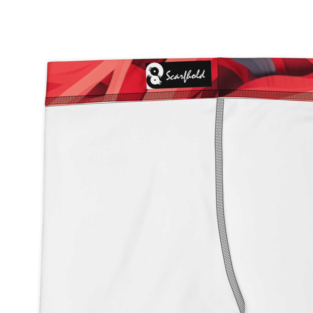 Umbra Red mid-rise comfort leggings, fabric and construction details.