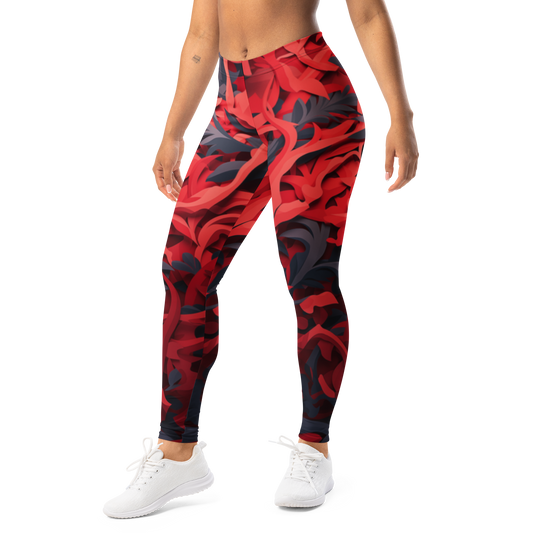 Umbra · Red mid-rise everyday leggings, left-front view.
