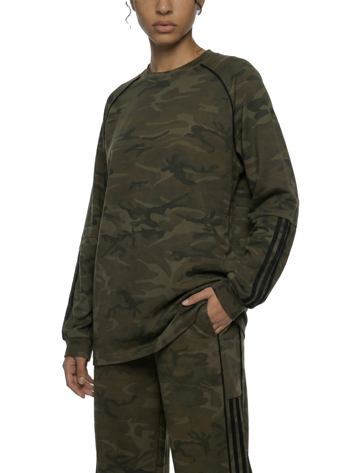 Camo Line — Camo-Piped Raglan Long-Sleeve T-Shirt — side view