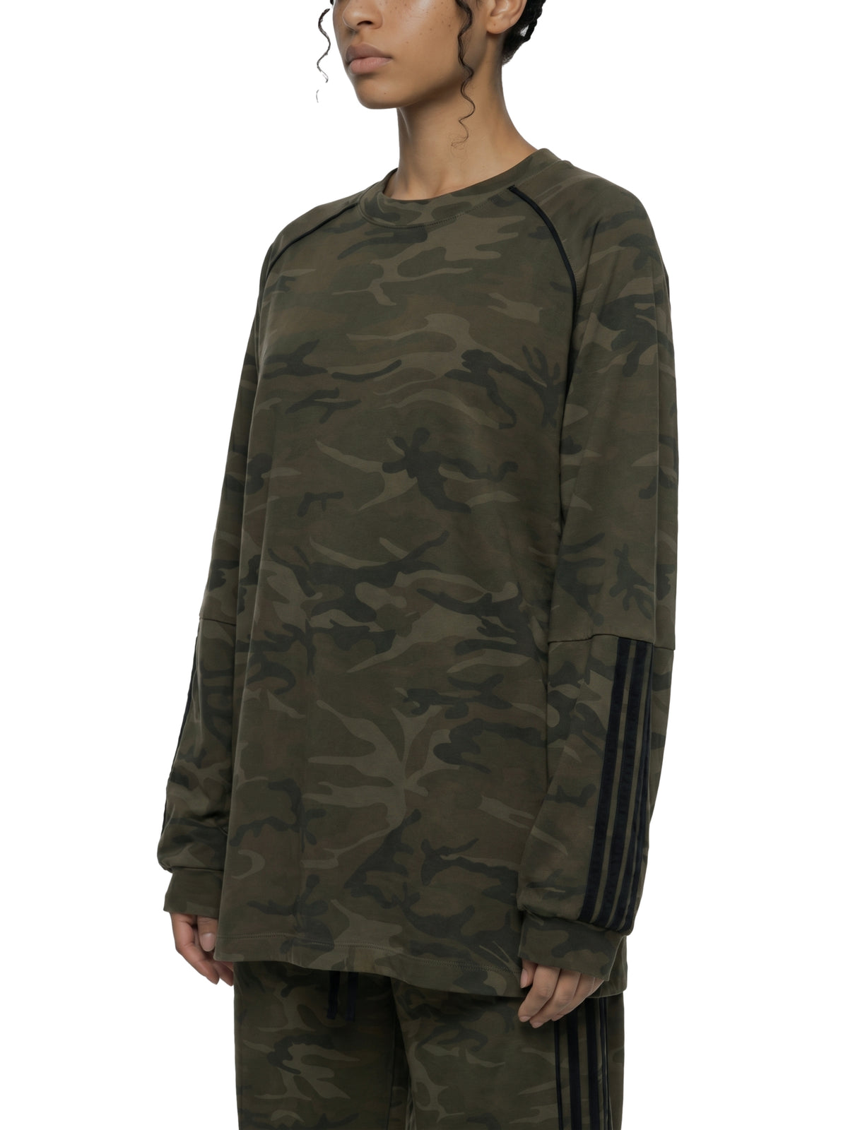 Camo Line — Camo-Piped Raglan Long-Sleeve T-Shirt — styled front view