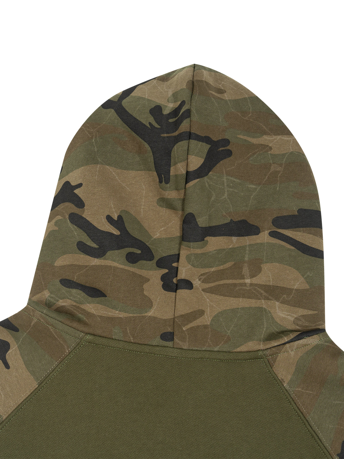 Camo Line — Camo-Splice Raglan Zip Hoodie — garment construction detail