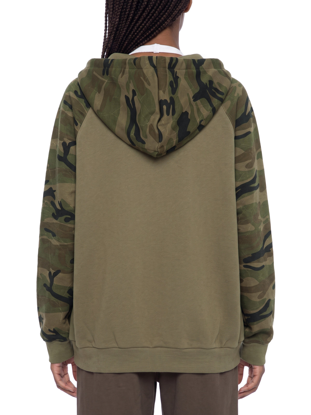 Camo Line — Camo-Splice Raglan Zip Hoodie — styled front view