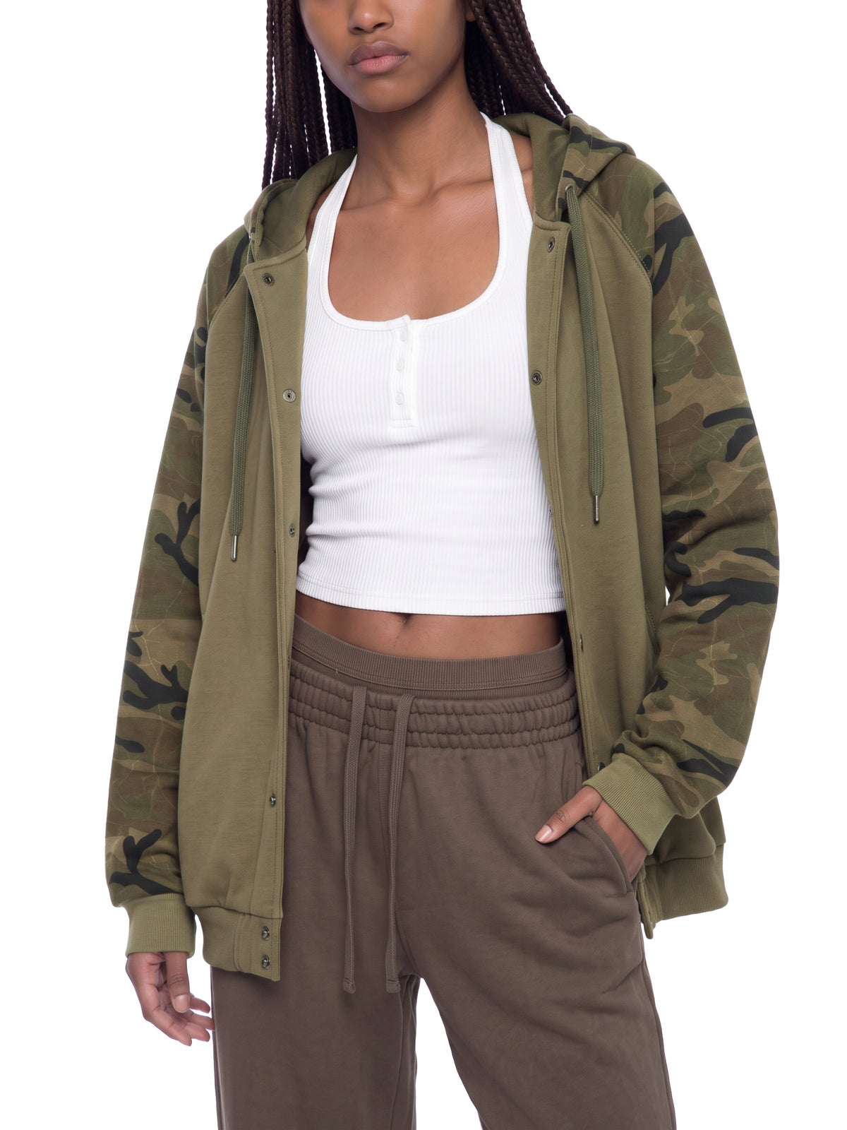 Camo Line — Camo-Splice Raglan Zip Hoodie — rear three-quarter view