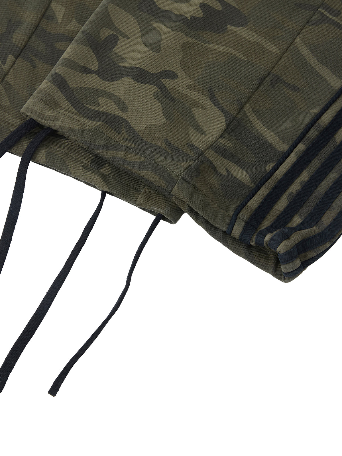 Camo Line — Camo-Piped Wide-Leg Sweatpants — hem and stitching detail