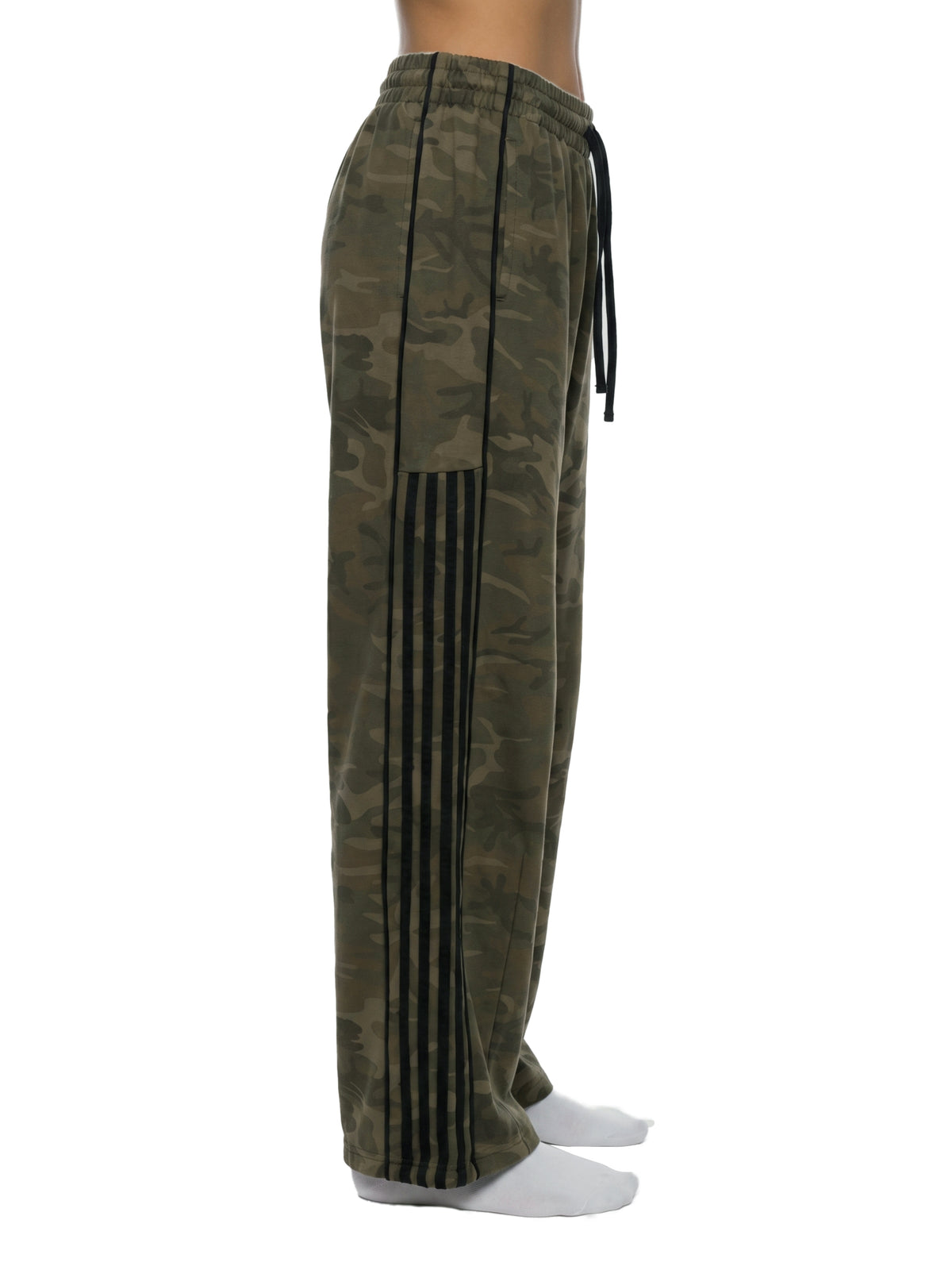 Camo Line — Camo-Piped Wide-Leg Sweatpants — rear three-quarter view