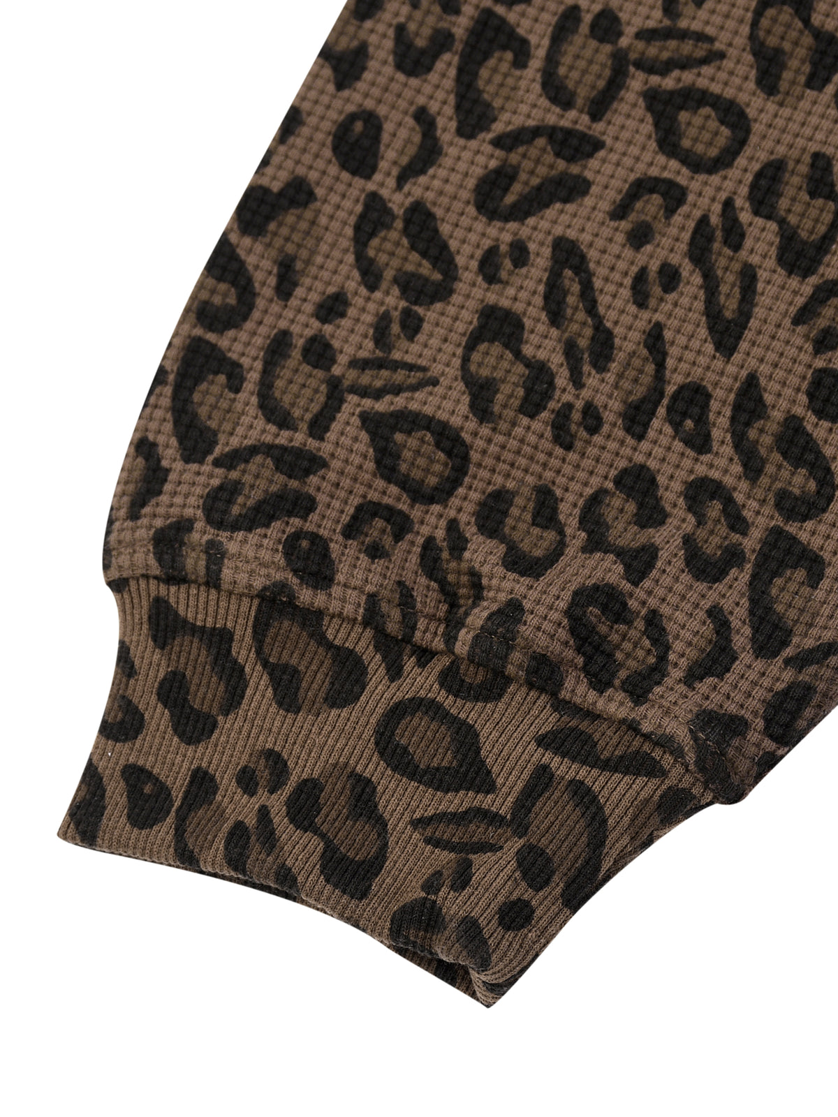 Camo Line — Leopard Waffle Full-Zip Hoodie — sleeve or side-seam detail