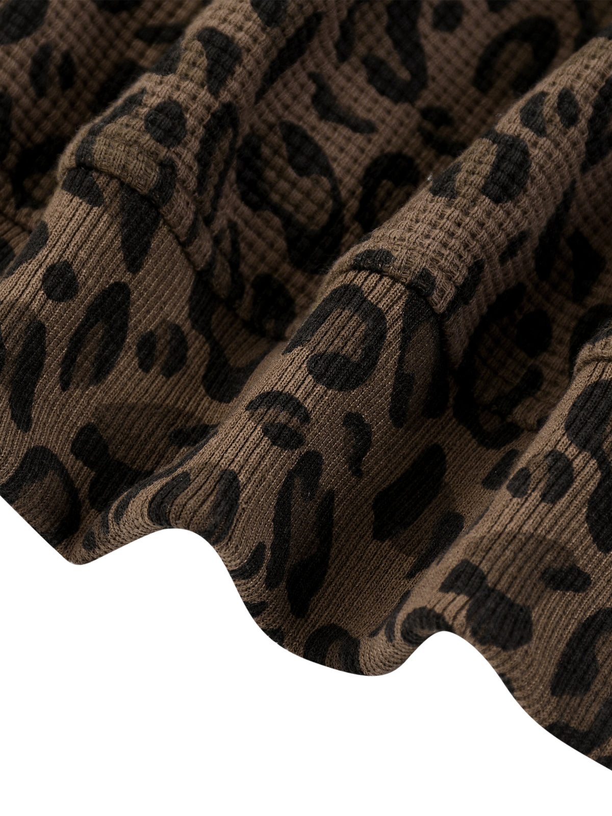 Camo Line — Leopard Waffle Full-Zip Hoodie — hem and stitching detail