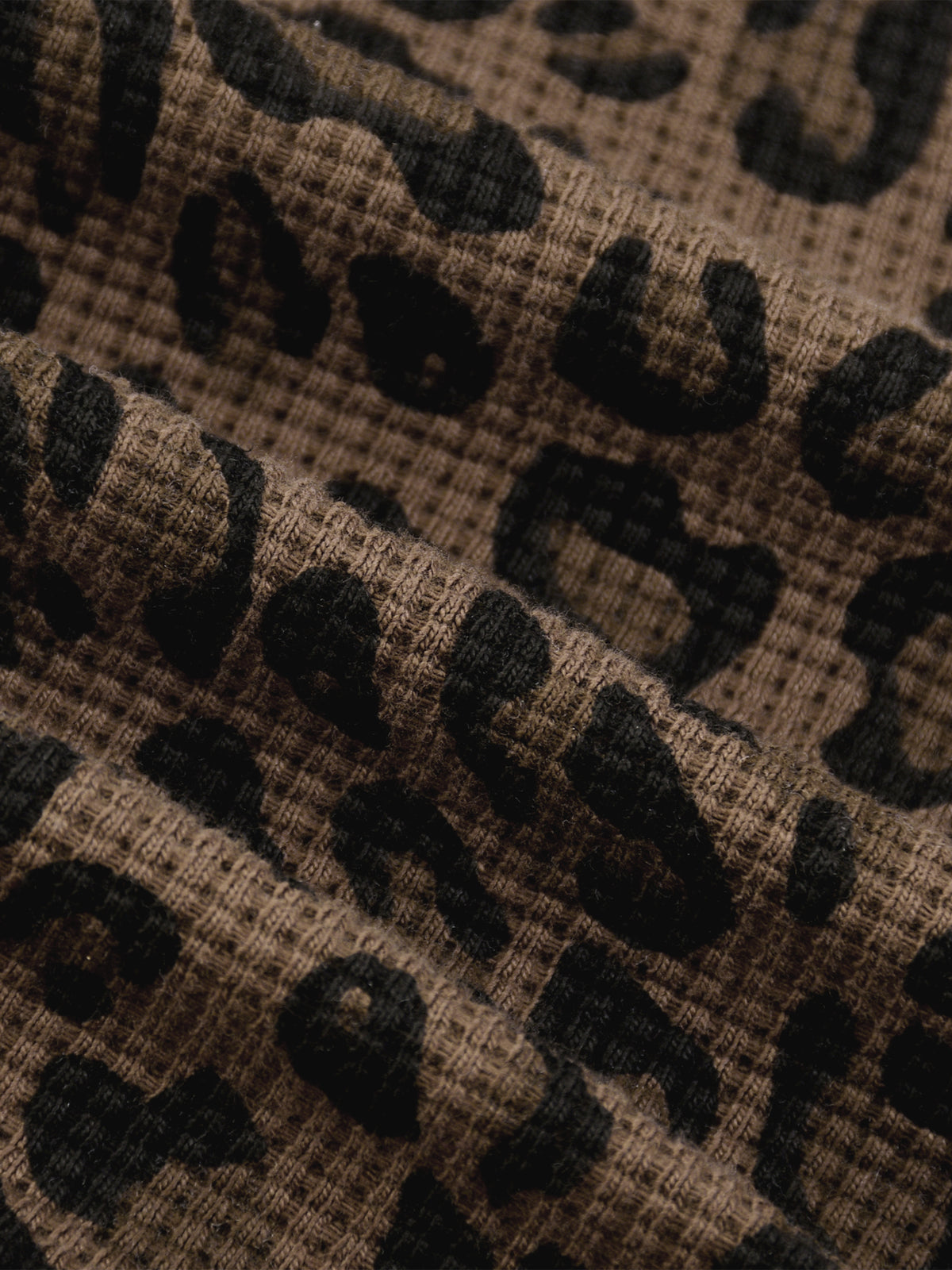 Camo Line — Leopard Waffle Full-Zip Hoodie — fabric drape detail