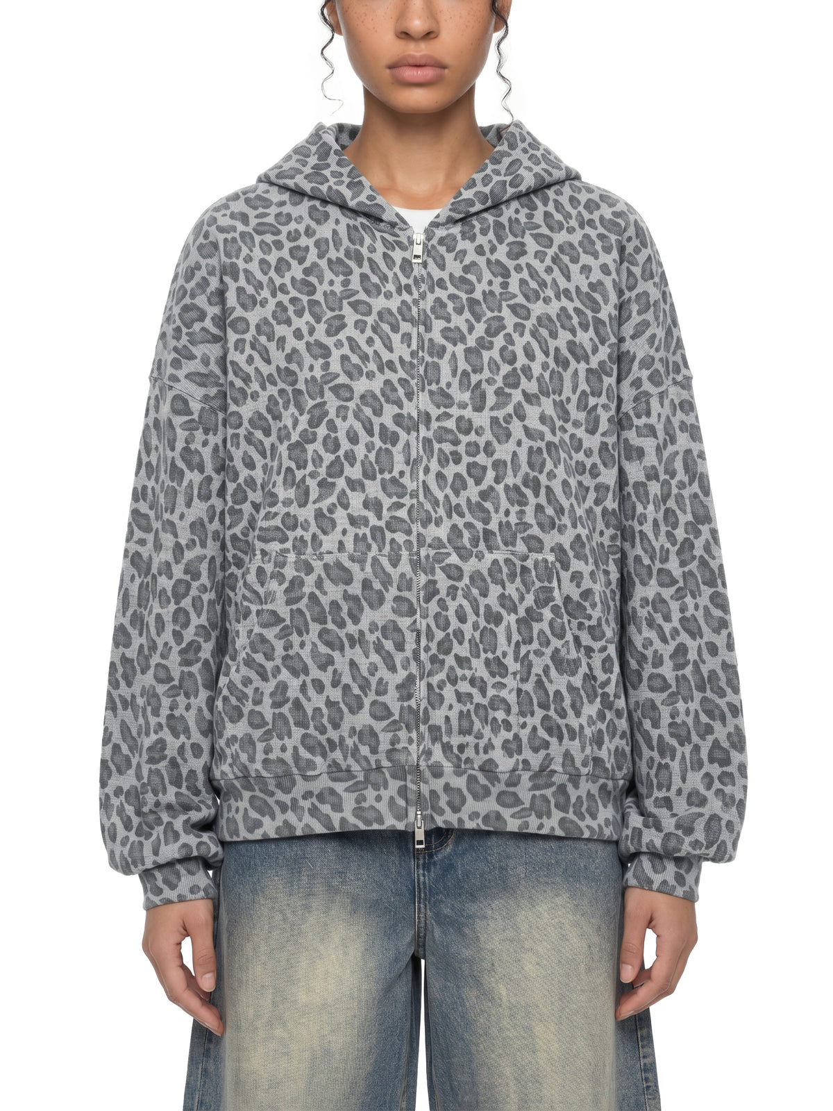 Camo Line — Leopard Waffle Full-Zip Hoodie — front view