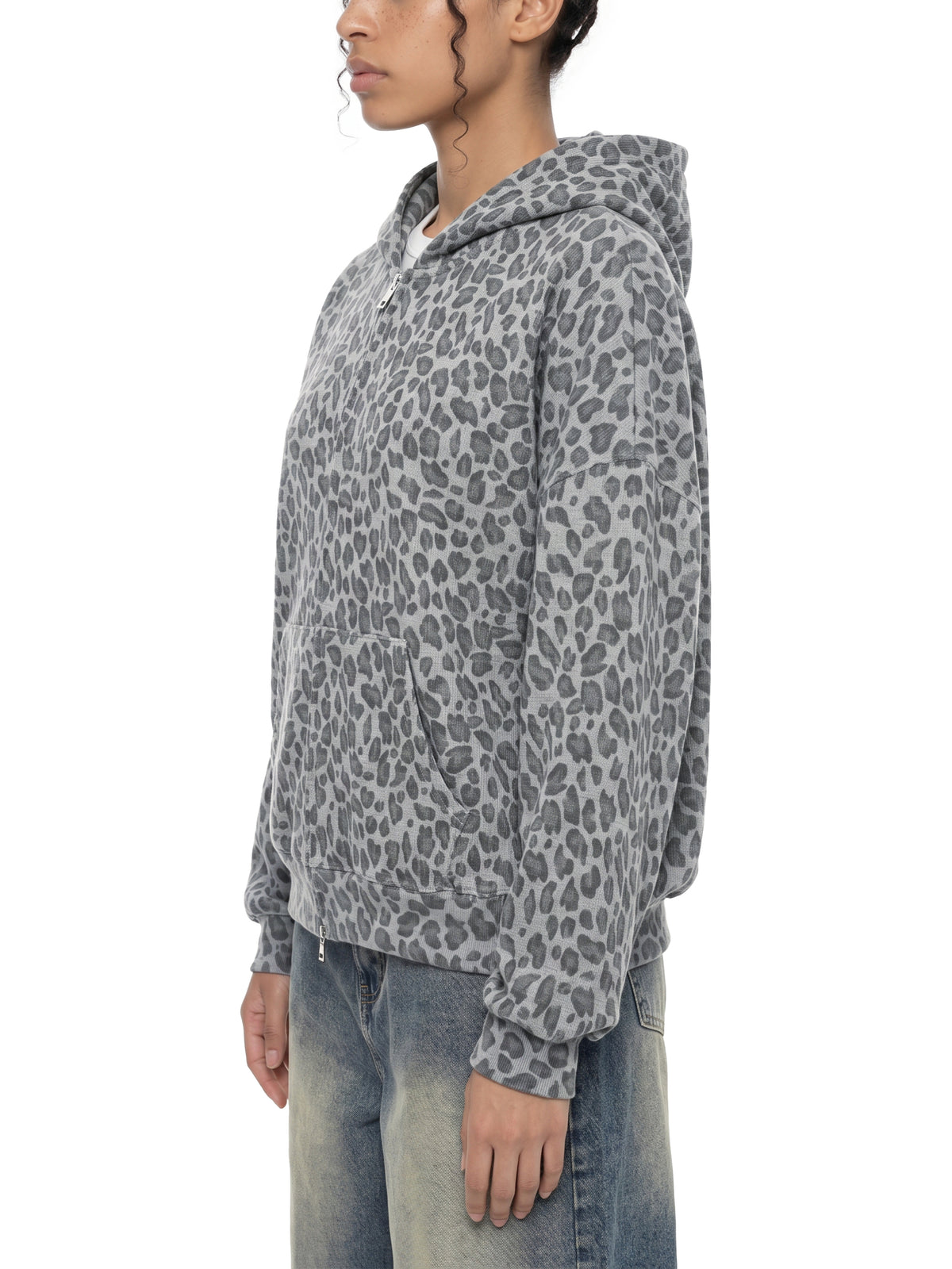 Camo Line — Leopard Waffle Full-Zip Hoodie — side view