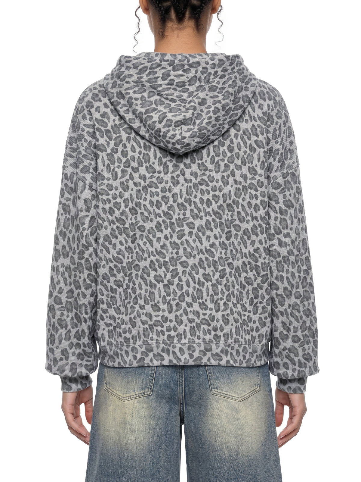 Camo Line — Leopard Waffle Full-Zip Hoodie — back view