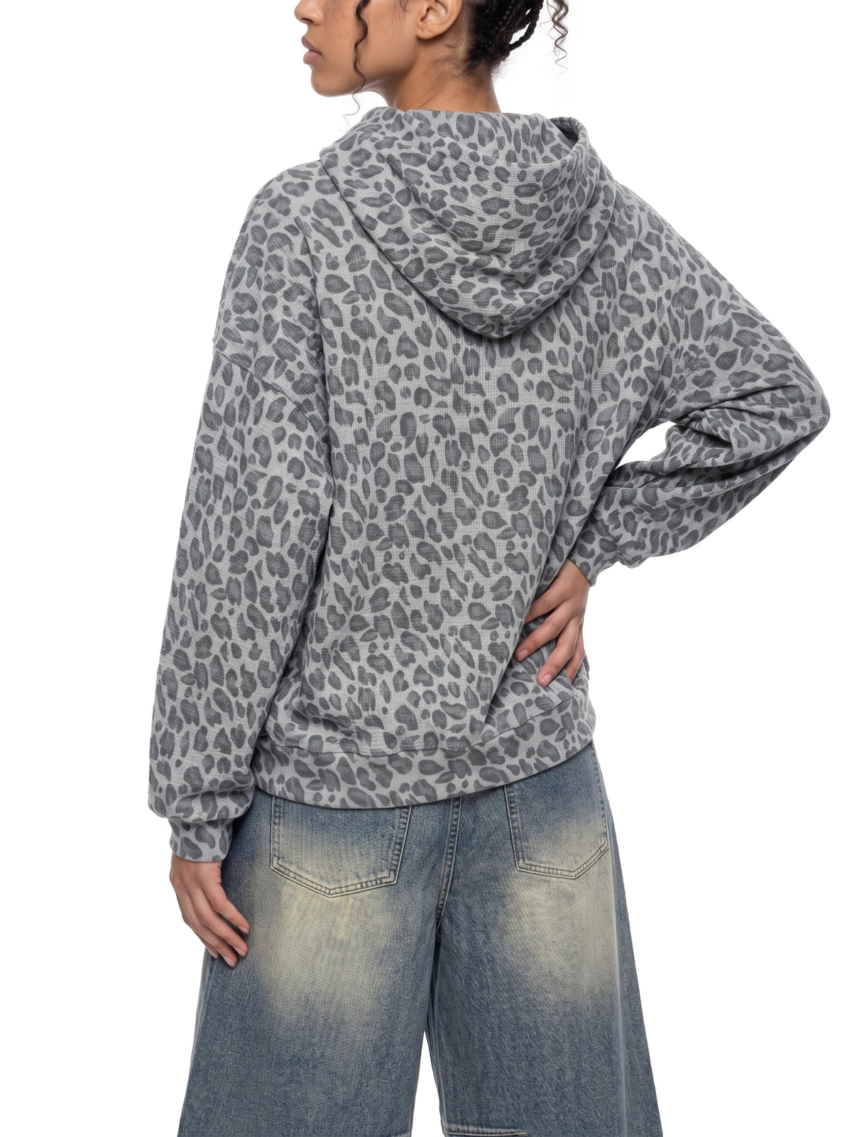 Camo Line — Leopard Waffle Full-Zip Hoodie — styled front view