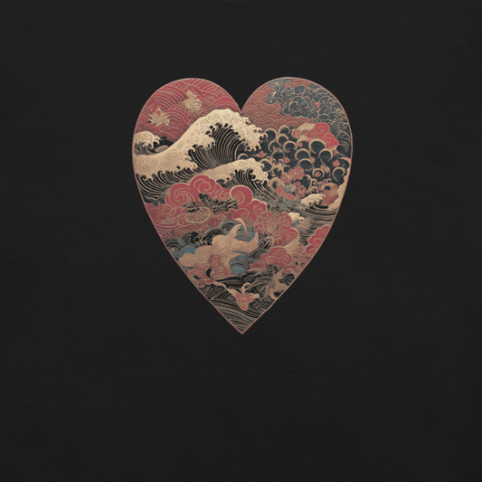 Close-up of Arashi Heart Cotton T-Shirt showing the front print