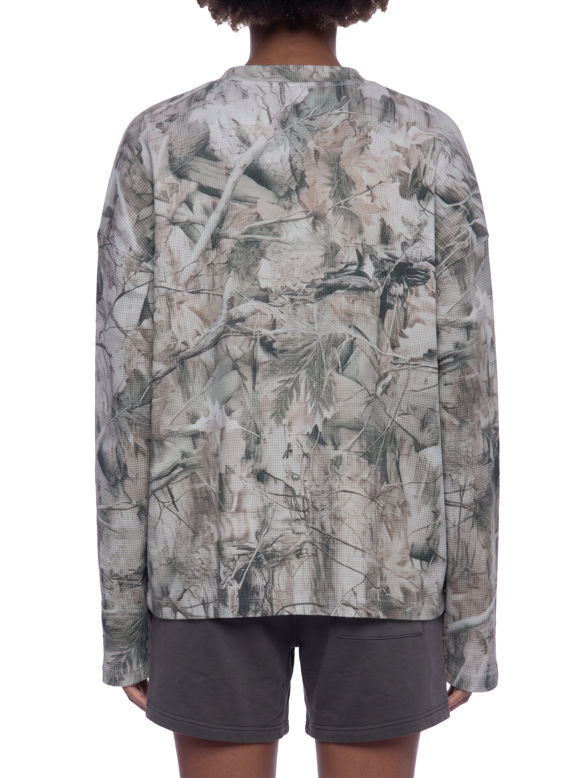Camo Line — Tree-Camo Waffle Long-Sleeve T-Shirt — styled front view