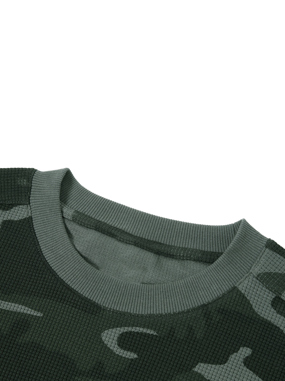 Camo Line — Waffle Boxy Long-Sleeve T-Shirt — neckline and closure detail