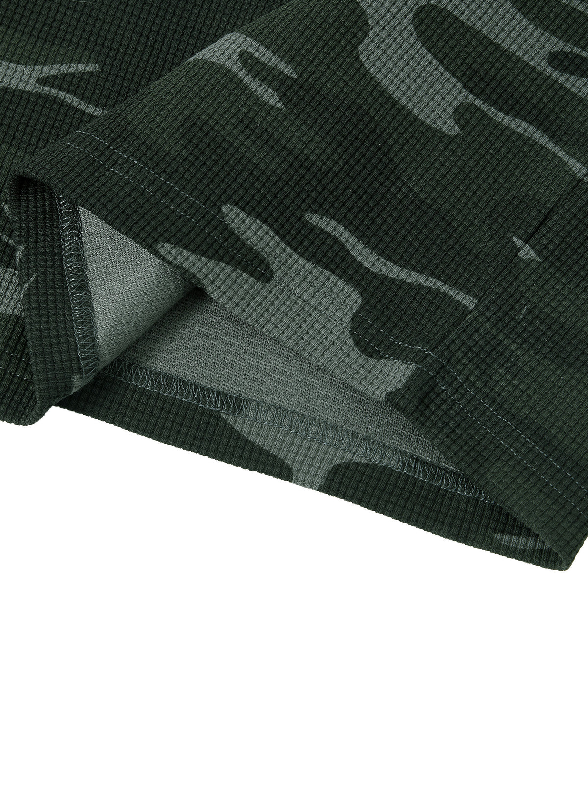 Camo Line — Waffle Boxy Long-Sleeve T-Shirt — hem and stitching detail