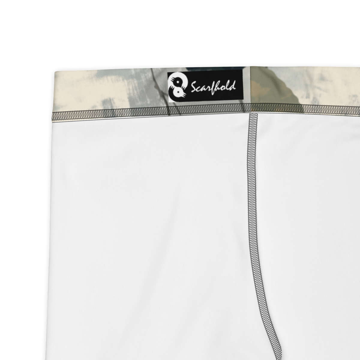 Vincit Greyscale camouflage mid-rise comfort leggings, fabric and construction details.