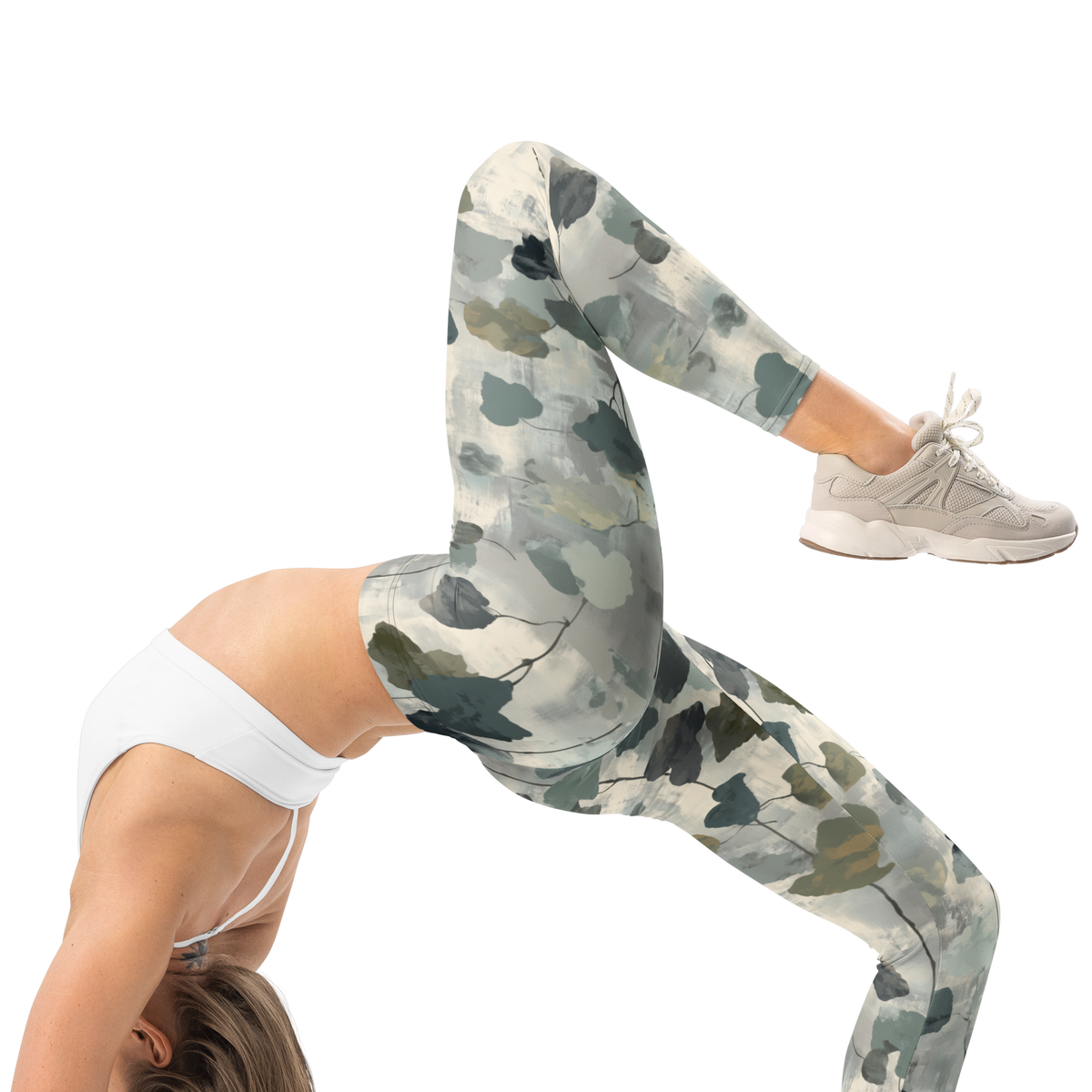 Vincit Greyscale camouflage mid-rise comfort leggings, right-side view.