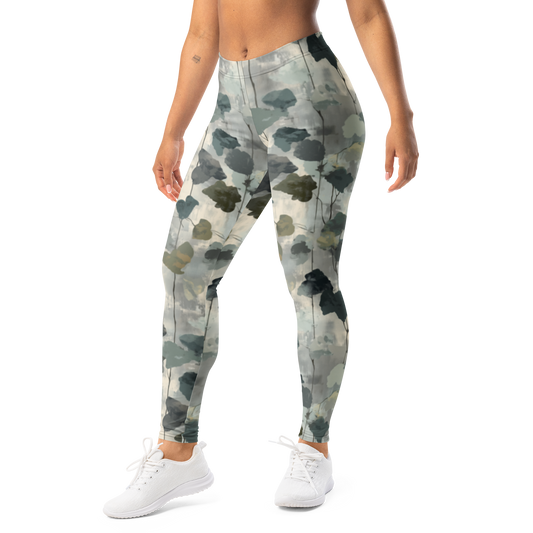 Vincit · Greyscale mid-rise everyday leggings, left-front view.