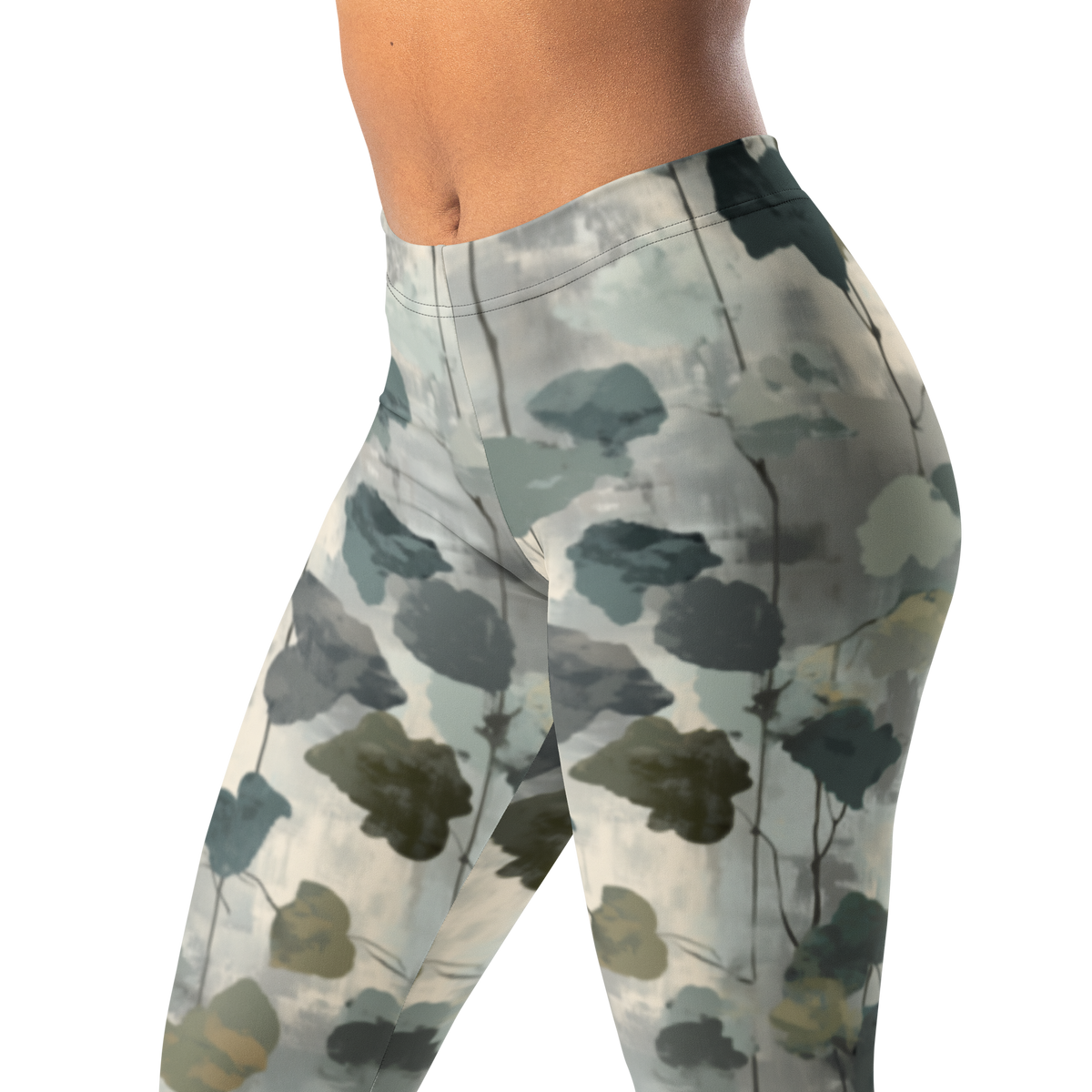 Vincit · Greyscale mid-rise everyday leggings, waistband and pattern detail.