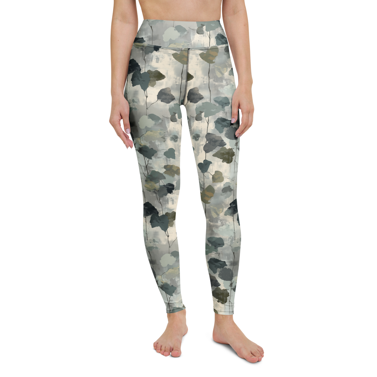 Vincit · Original high-waisted yoga leggings, straight front view, barefoot.