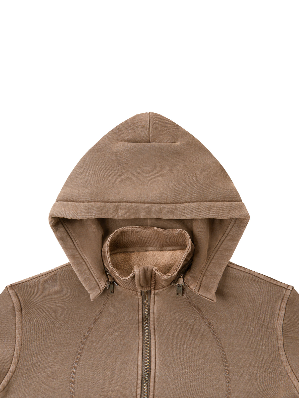 Women’s Vintage-Wash Cropped Fleece Hoodie — neckline and closure detail