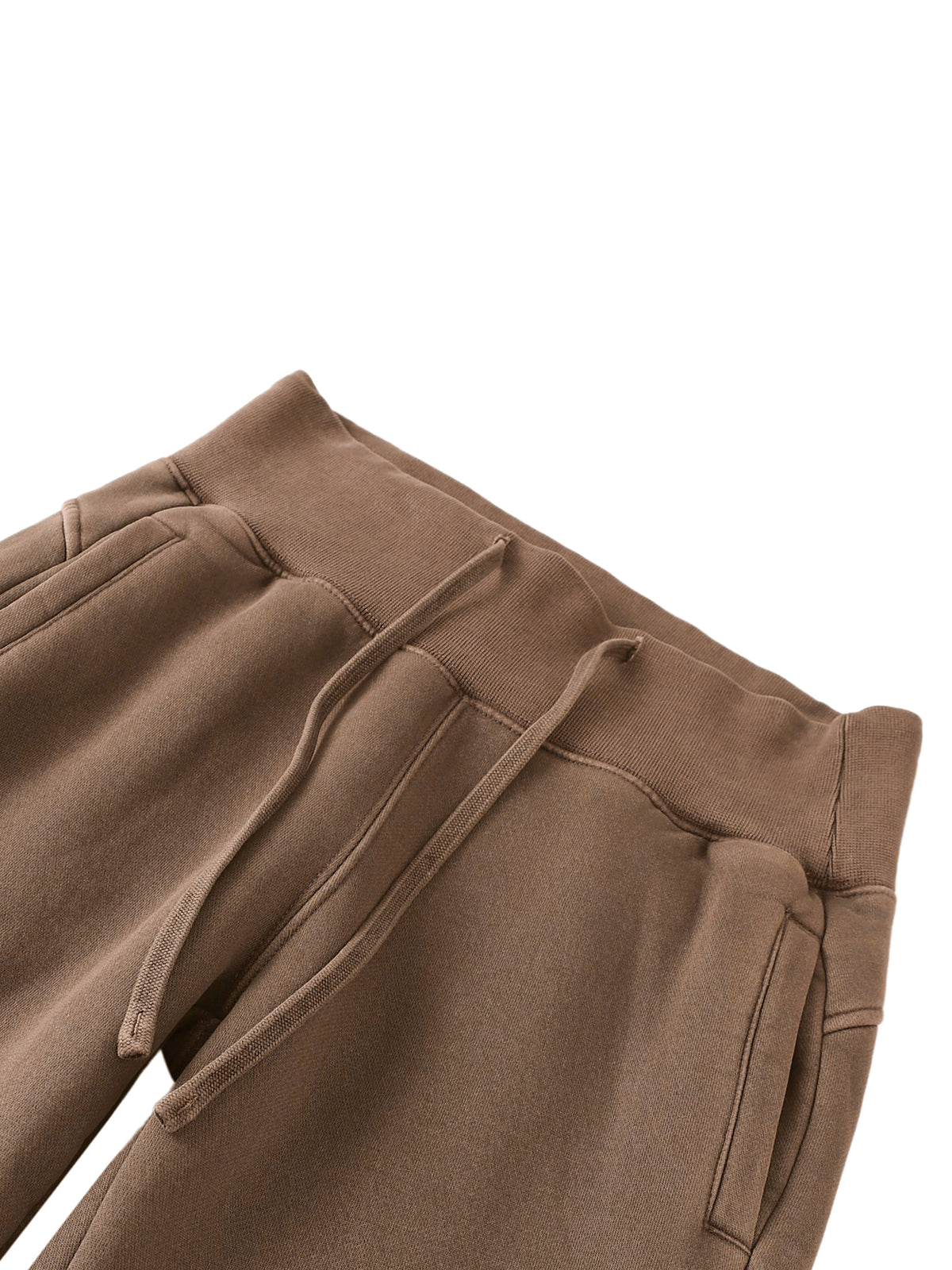 Women’s Vintage-Wash Flared Fleece Pants — neckline and closure detail