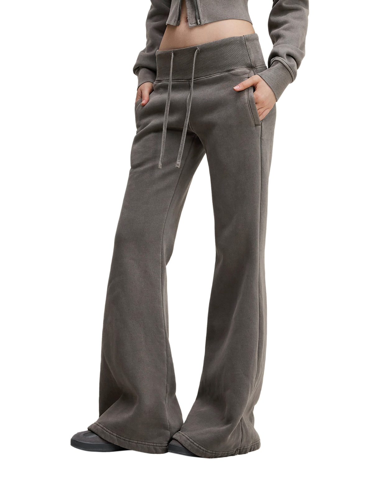 Women’s Vintage-Wash Flared Fleece Pants — side view