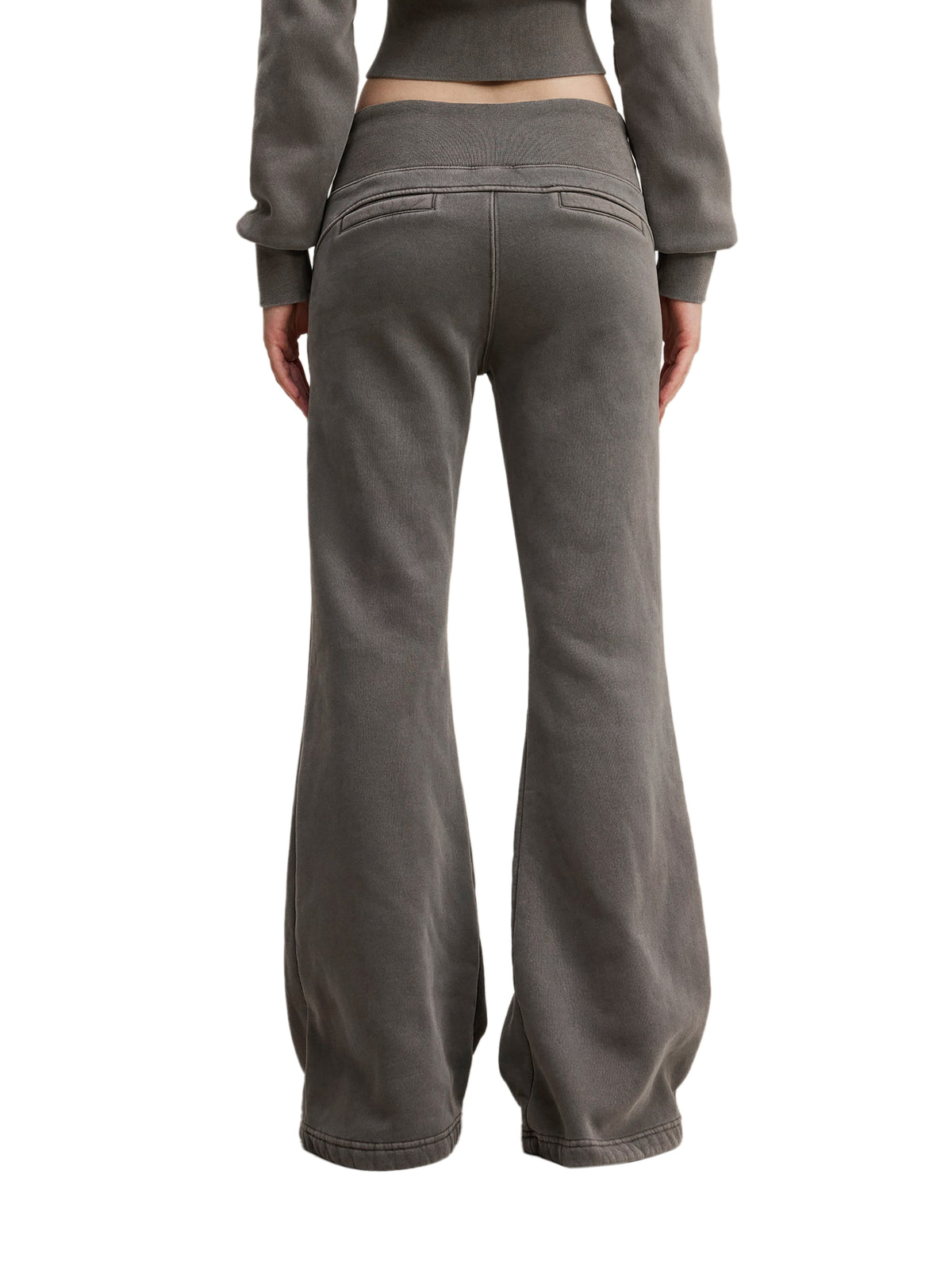 Women’s Vintage-Wash Flared Fleece Pants — back view