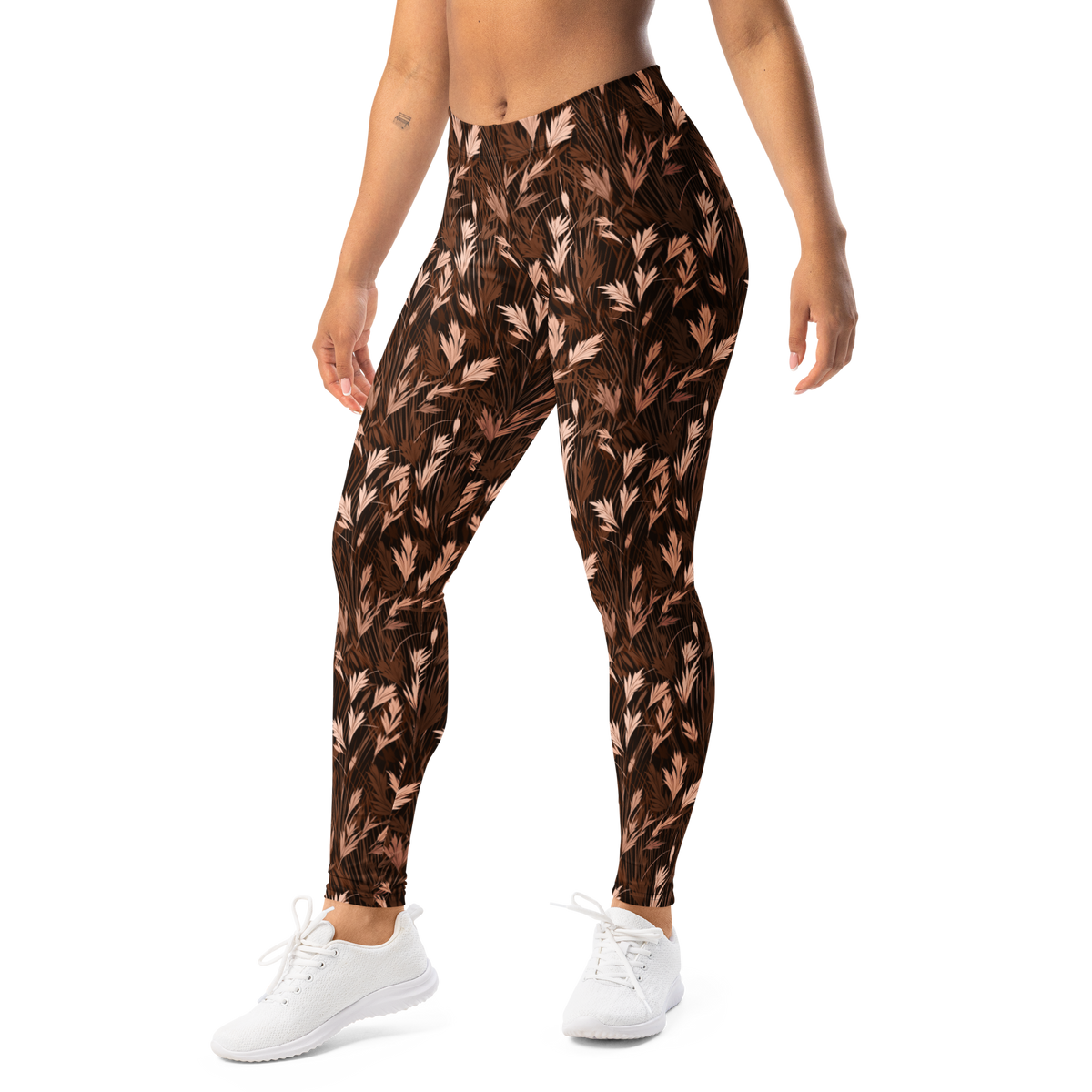 Wheatfield Relaxed Elegance mid-rise comfort leggings, left-front view.