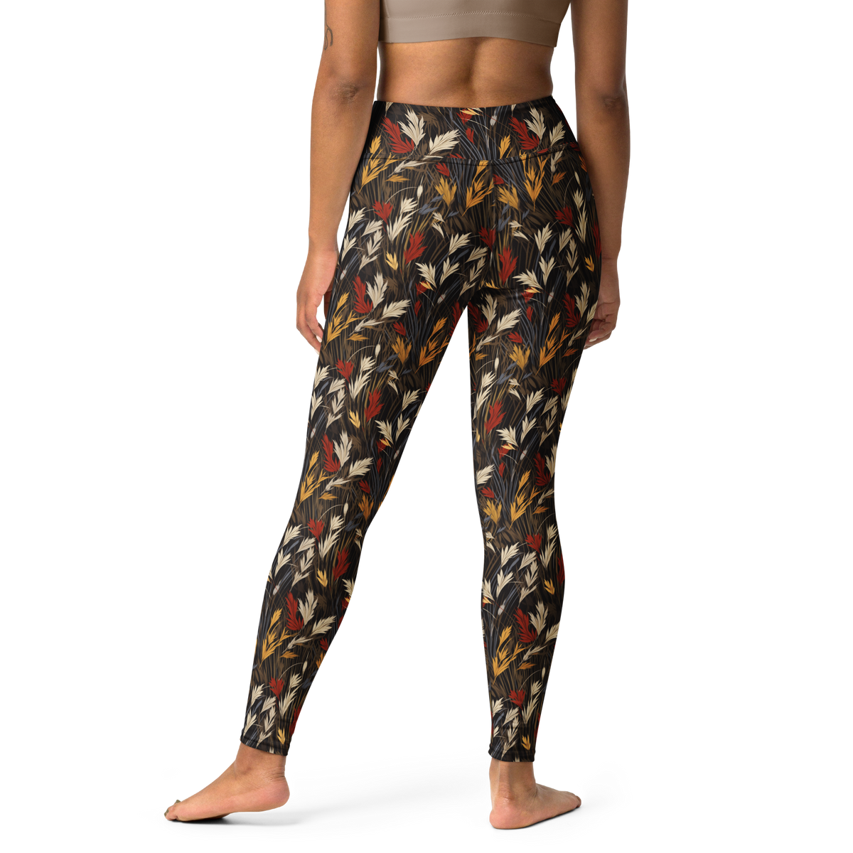 Wheatfield Scarfhold Palette high-waisted yoga leggings, back view.